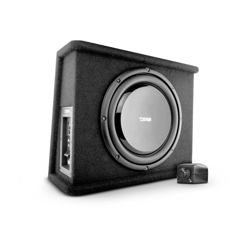DS18 SB12A 12-Inch Shallow Subwoofer with Enclosure and 350W RMS Amplified System for Car Audio
