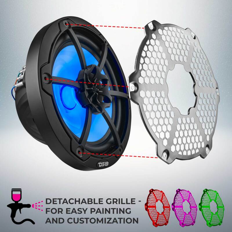DS18 NXL-M Series 8-Inch Marine and Powersports Speaker with RGB LED Lights - Black