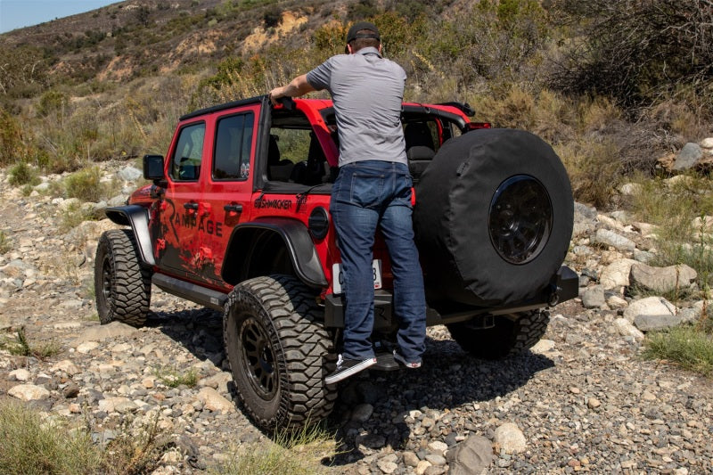 AMP Research BedStep for 2018-2019 Jeep Wrangler JL – Retractable Rear Bumper Access Step in Black