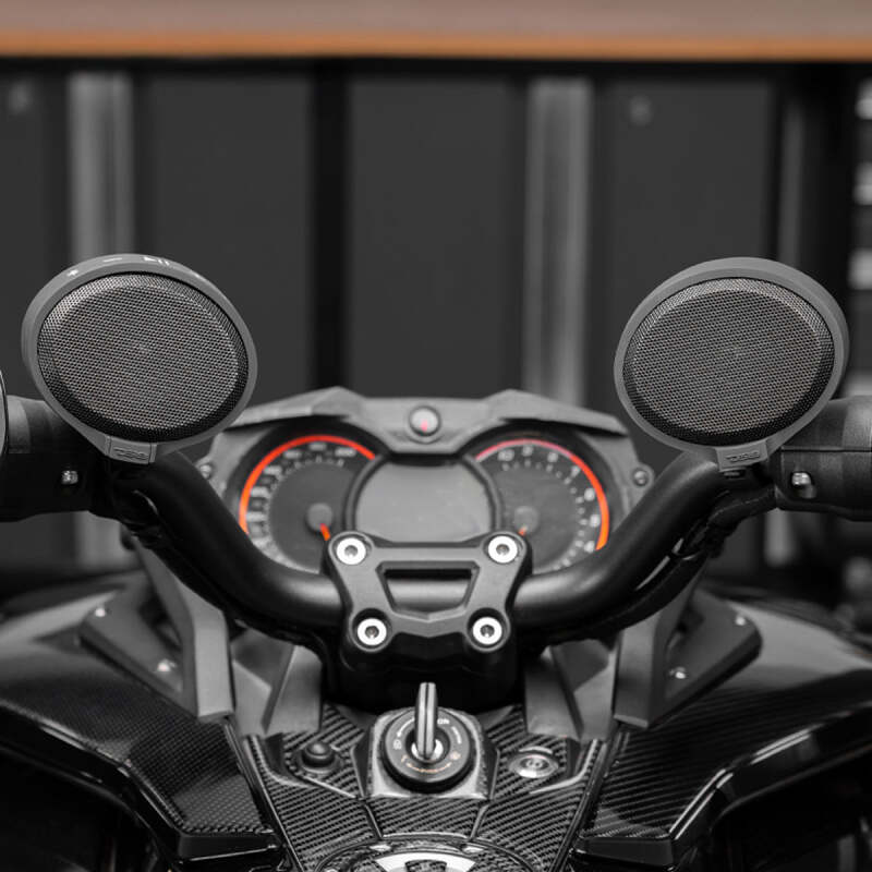 DS18 RYDERBT Bluetooth Handlebar Mount Speakers for Motorcycles - 2.5 Inch Full-Range Amplified Class D Audio System with USB Port and Water Resistance