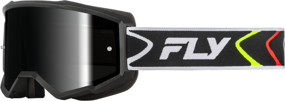 Fly Racing Youth Zone Goggle Black/White with Black Mirror and Smoke Lens – ATV, Dirt Bike, Motocross