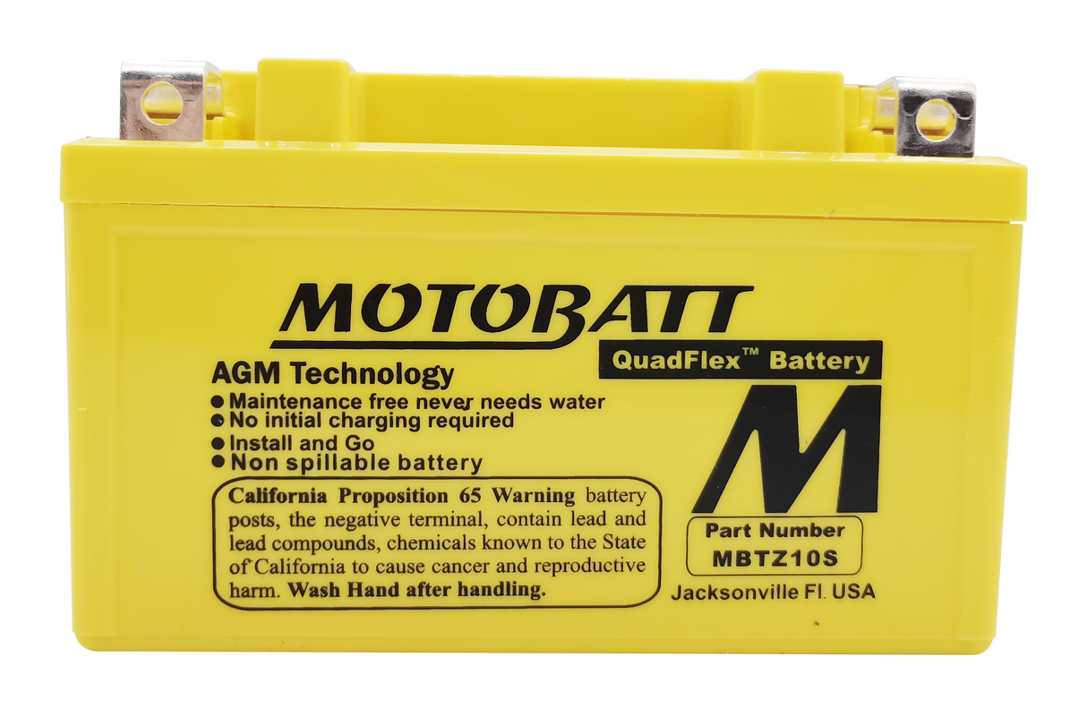 Motobatt MBTZ10S Quadflex Sealed Motorcycle Battery – Universal Fit for Cruiser, Sport, and Touring Bikes