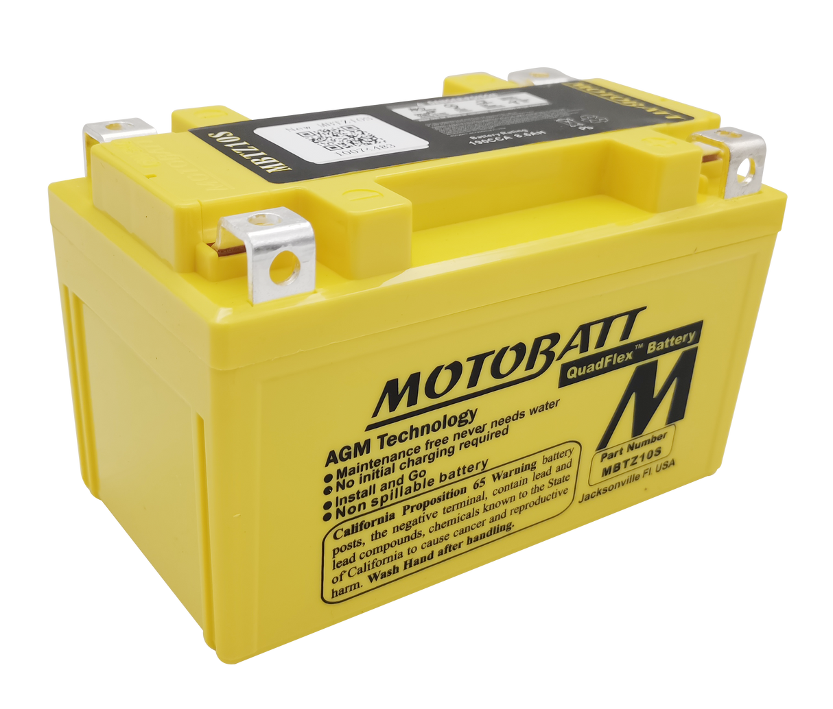 Motobatt MBTZ10S Quadflex Sealed Motorcycle Battery – Universal Fit for Cruiser, Sport, and Touring Bikes