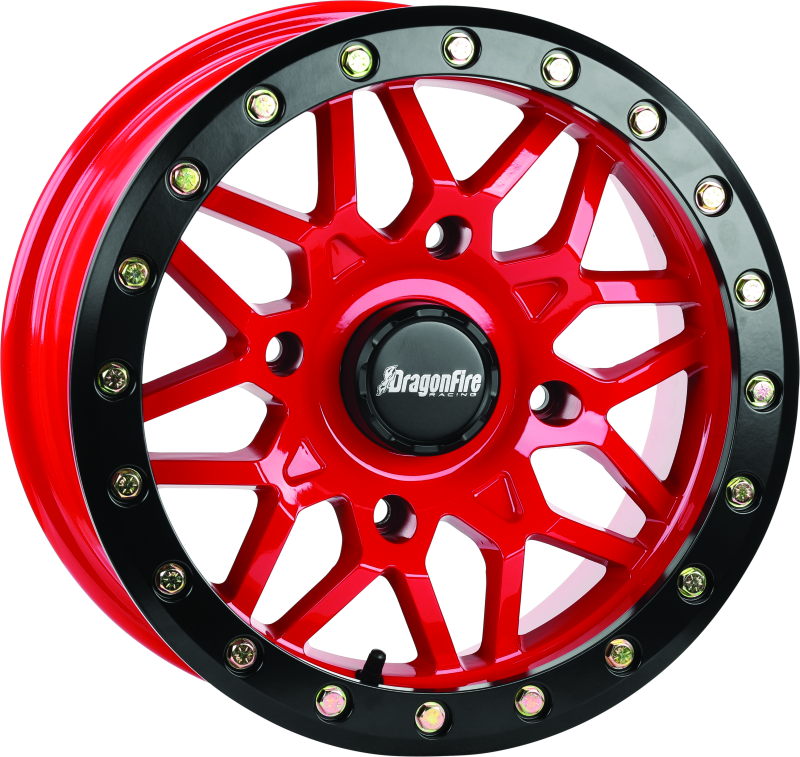 DragonFire Racing Typhon Wheel 15x7 - 4/156 Bolt Pattern, Machined Red Finish