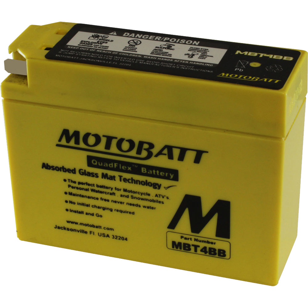 Motobatt MBT4BB Sealed AGM Battery - Universal Fit for Motorcycles and Powersports Vehicles