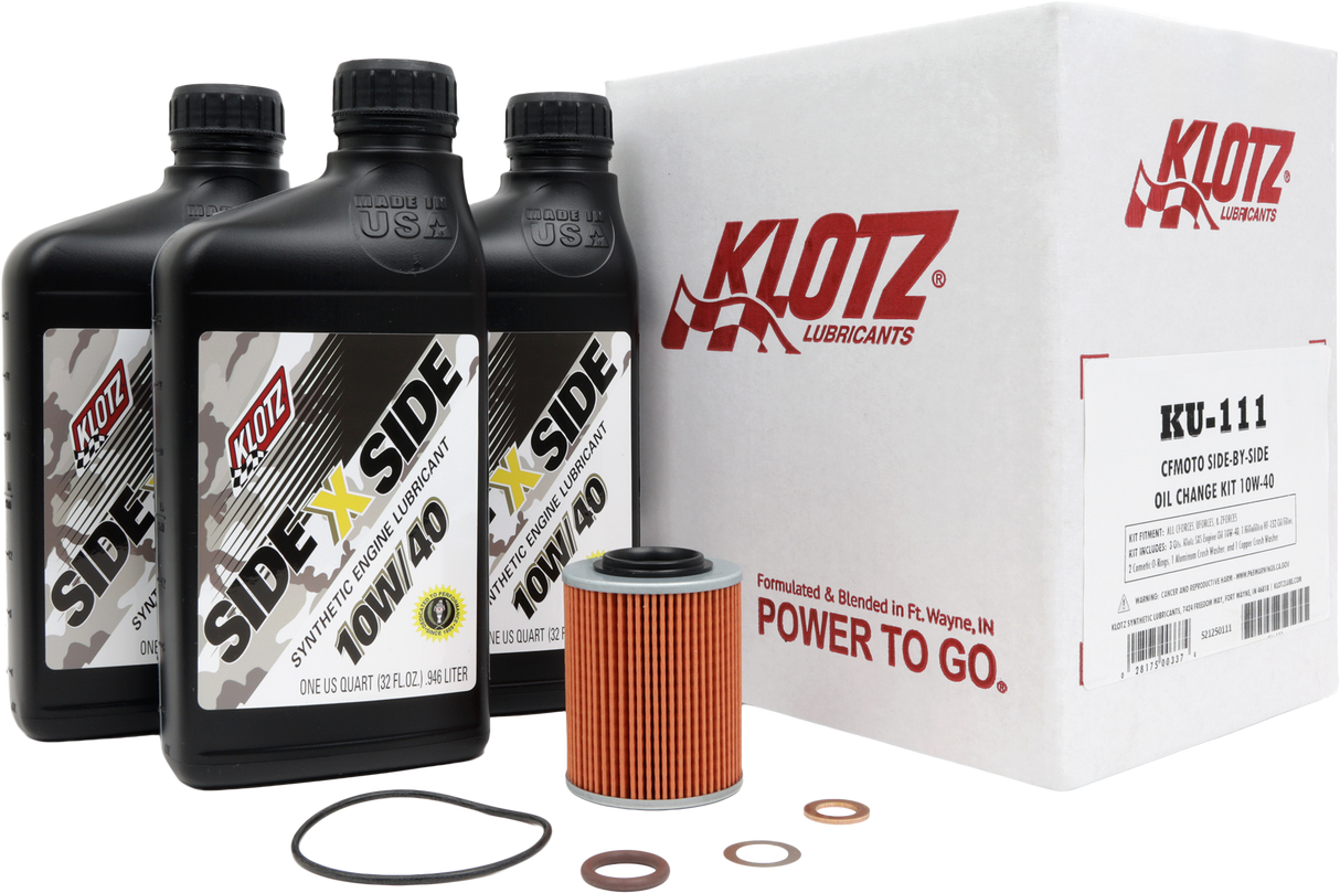 Klotz KU-111 Synthetic Oil Change Kit for CFMOTO Side-by-Side Vehicles, 3 Quarts