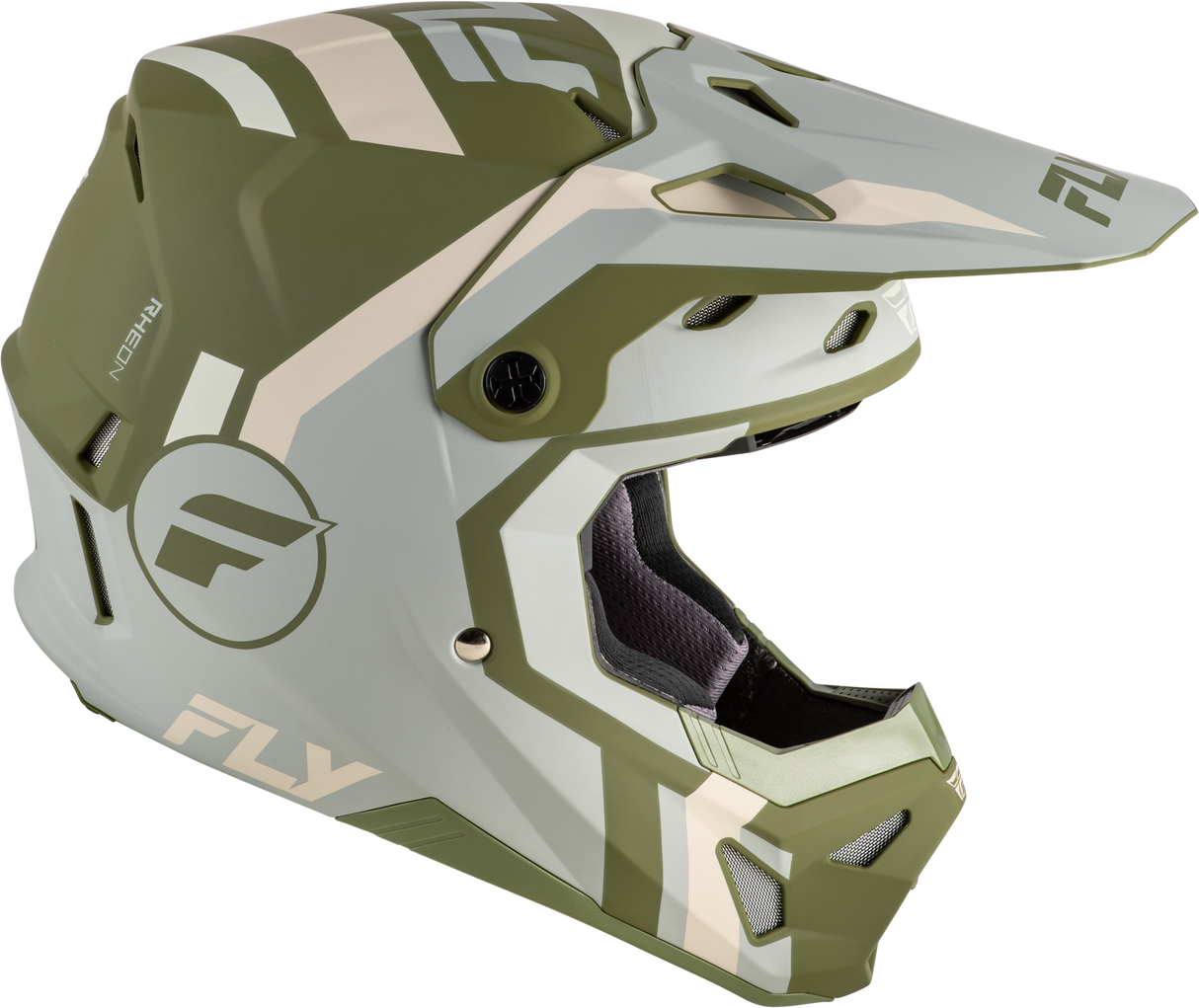 Fly Racing Formula CP Seal Helmet Matte Stone/Khaki/Olive XS – Lightweight Motorcycle Helmet with Impact Absorption for Street and Off-Road Use