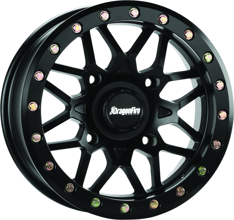 DragonFire Racing Typhon Wheel 14x7 inches – Machined Black Finish with 4/137 Bolt Pattern and +10 Offset