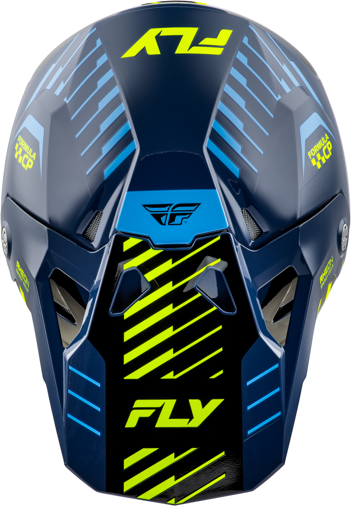 Fly Racing Formula CP Slice Helmet Navy, Hi Vis & White for Youth with Impact Absorption Features