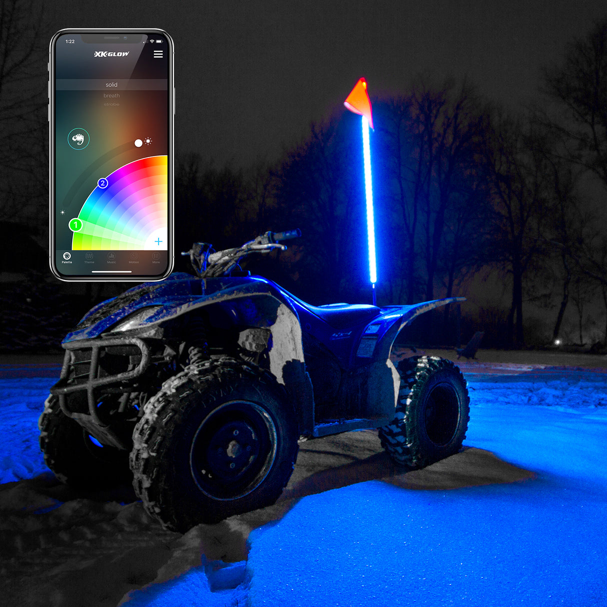 XK GLOW 2nd Gen 4' LED Whip with XKChrome Controller for Off-Road Vehicles
