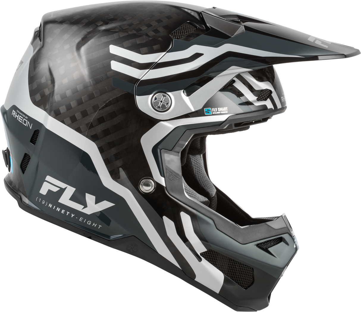 Fly Racing Formula S Carbon Byte Helmet for Motorcycle and ATV – Black Carbon/Grey/Silver, Medium