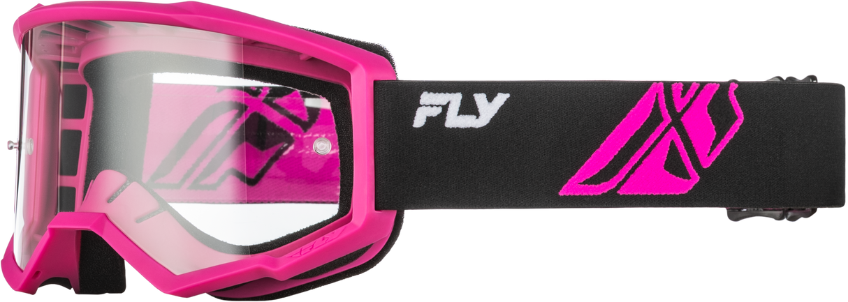 Fly Racing Focus Goggle Black/Pink with Clear Lens – ATV, Motorcycle, Off-Road Helmet Fitment