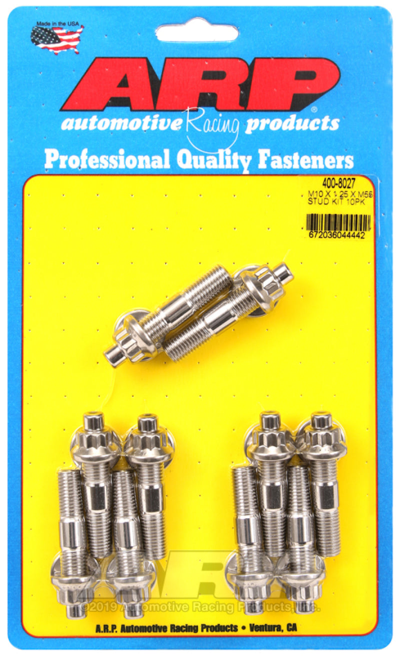 ARP M10 x 1.25 x 55mm Broached Stud Kit (10 Pieces) for Automotive Applications
