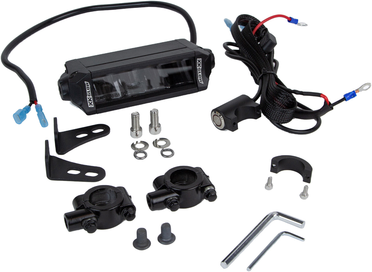 XK GLOW 6-Inch Driving Beam LED Light Bar Kit for 7/8-Inch Motorcycle Handlebars