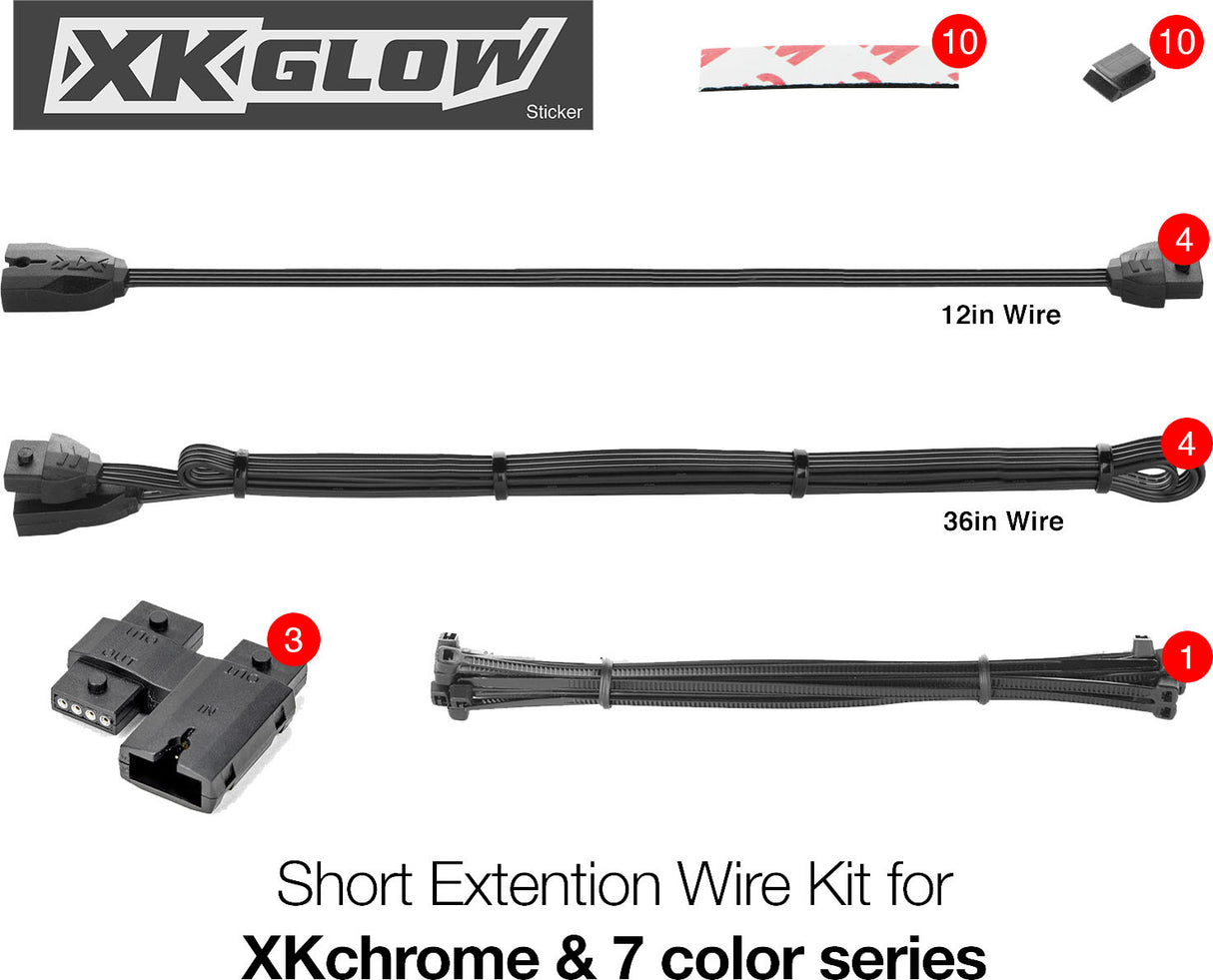 XK Glow Moto Extension Wire Kit XK-4P-WIRE-KIT-MOTO for Motorcycle Lighting and Accessories