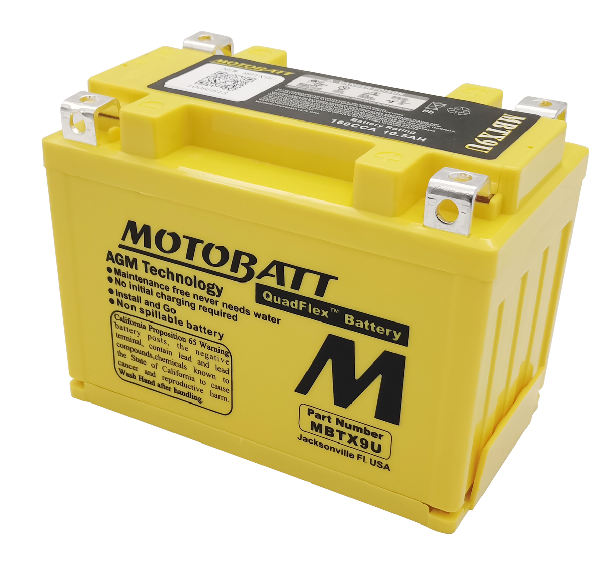 Motobatt MBTX9U Sealed AGM Battery for ATV, Motorcycle, and Powersports Vehicles