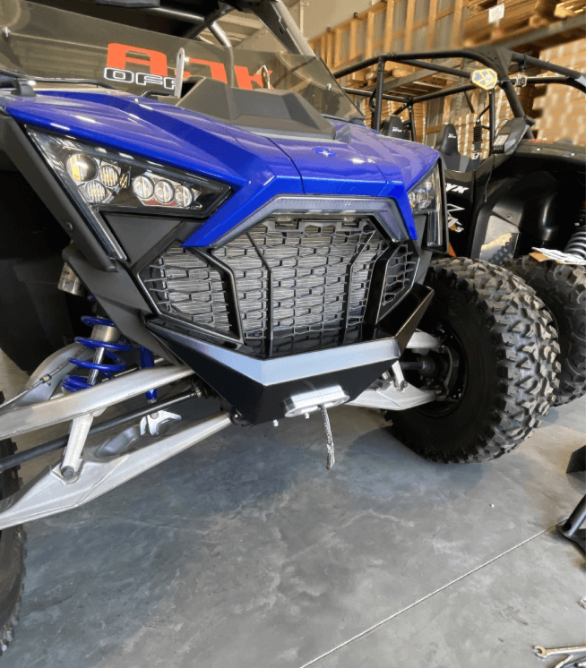 Polaris Pro R Front Bumper Powder Black Left Angle View AJK Offroad