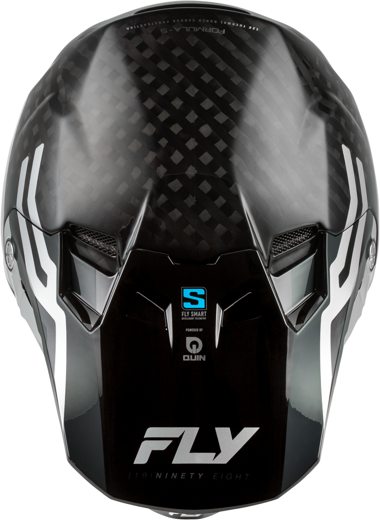 Fly Racing Formula S Carbon Byte Helmet for Motorcycle and ATV – Black Carbon/Grey/Silver, Medium