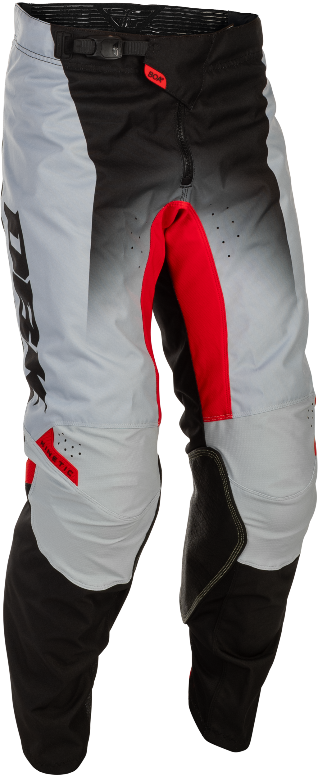 Fly Racing Kinetic DBK Pants Grey/Black/Red Size 32 - Durable Motorcycle Riding Pants with Mesh Comfort Liner and Adjustable Fit