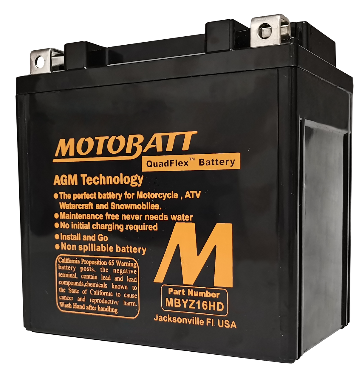 MOTOBATT Mbyz16hd Sealed AGM Battery with Quadflex Technology — Fits Harley Davidson Touring Models and More