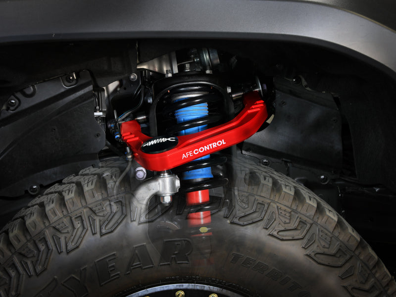 aFe Control Billet Uniball Upper Control Arms for Toyota Tacoma 2024-2026 & 2025 4Runner - Red