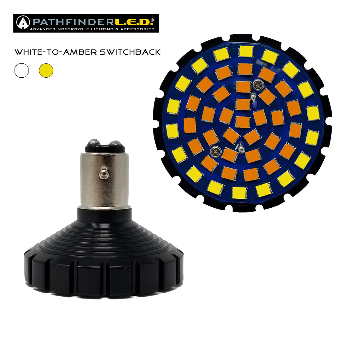 Pathfinder 4857SB Bullet Ultra Bright White/Amber LED Turn Signal Bulb for Ford F-150, Chevrolet Silverado, RAM 1500, and Toyota Tundra