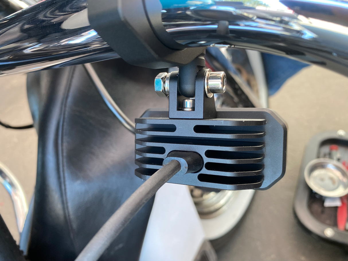 Cyron ABS1LW-2 Auxiliary Driving Lights Kit for Harley-Davidson V-Twin Motorcycles with 1.25-Inch Bar Mounts, White Illumination