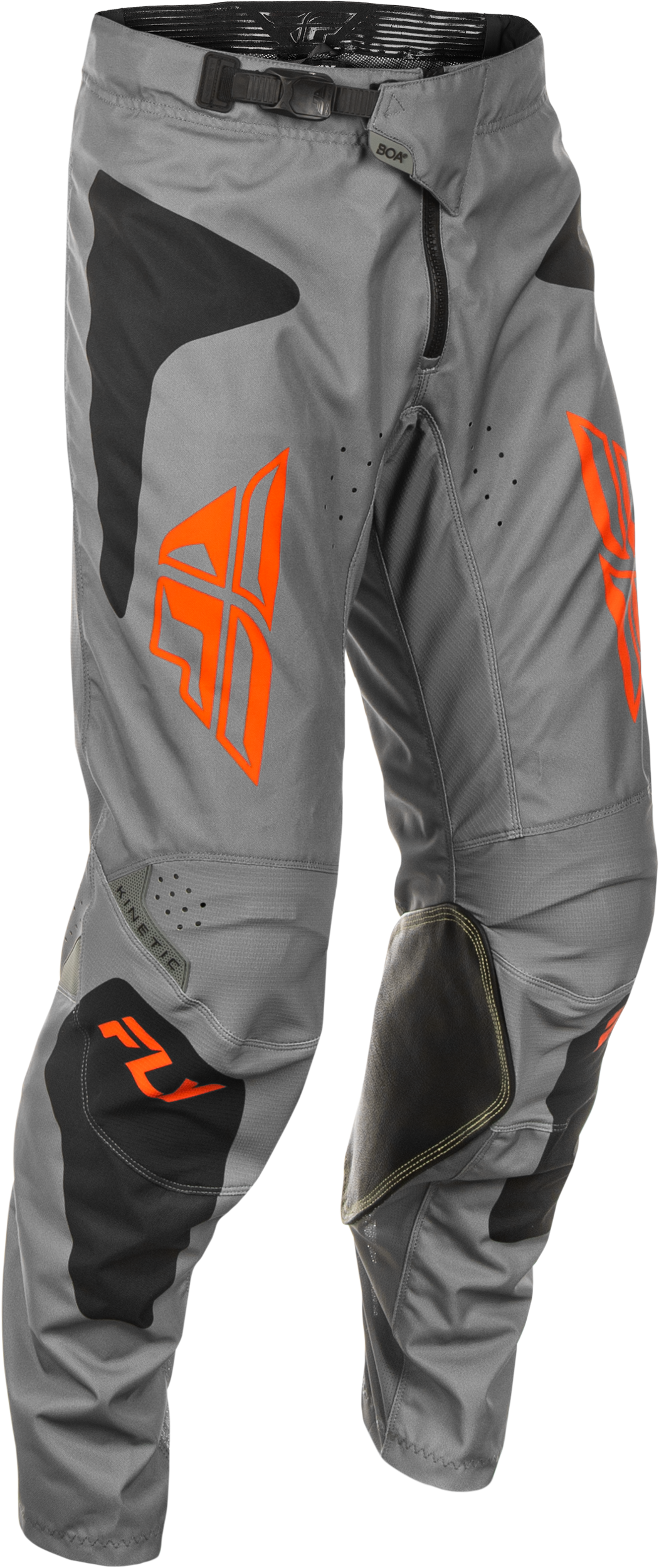 Fly Racing Kinetic Sym Offroad Pants Size US 30 – Grey/Orange/Black with Advanced Ventilation and Adjustable Fit
