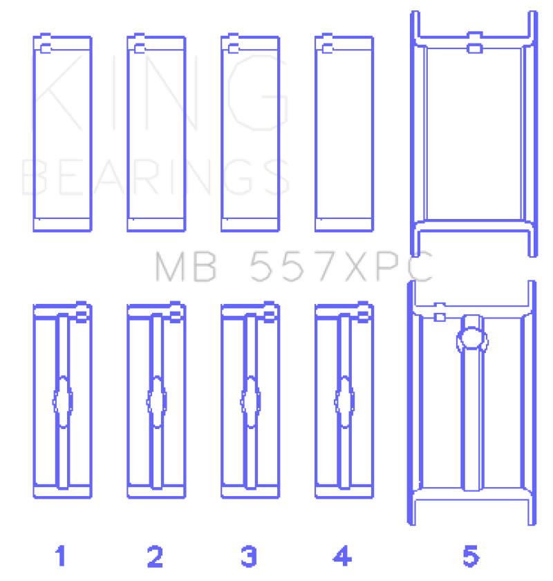 King Engine Bearings GM 262/267/302/307/327/350 (Size .020) Coated Performance Main Bearing Set