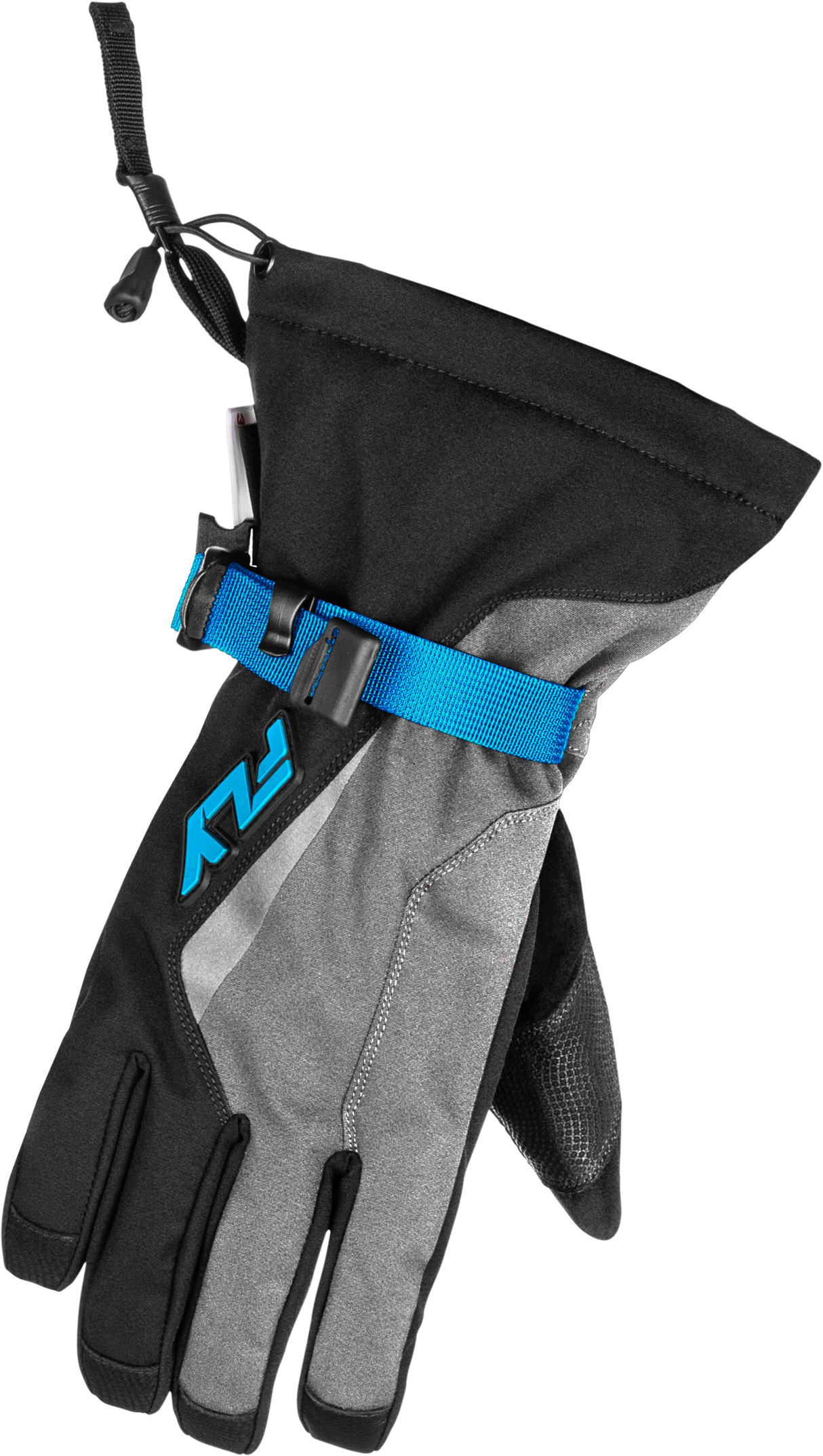 Fly Racing Title Gauntlet Gloves - Light Grey/Black/Blue, Large – Cold Weather Motocross Riding Gloves for Off-Road Vehicles