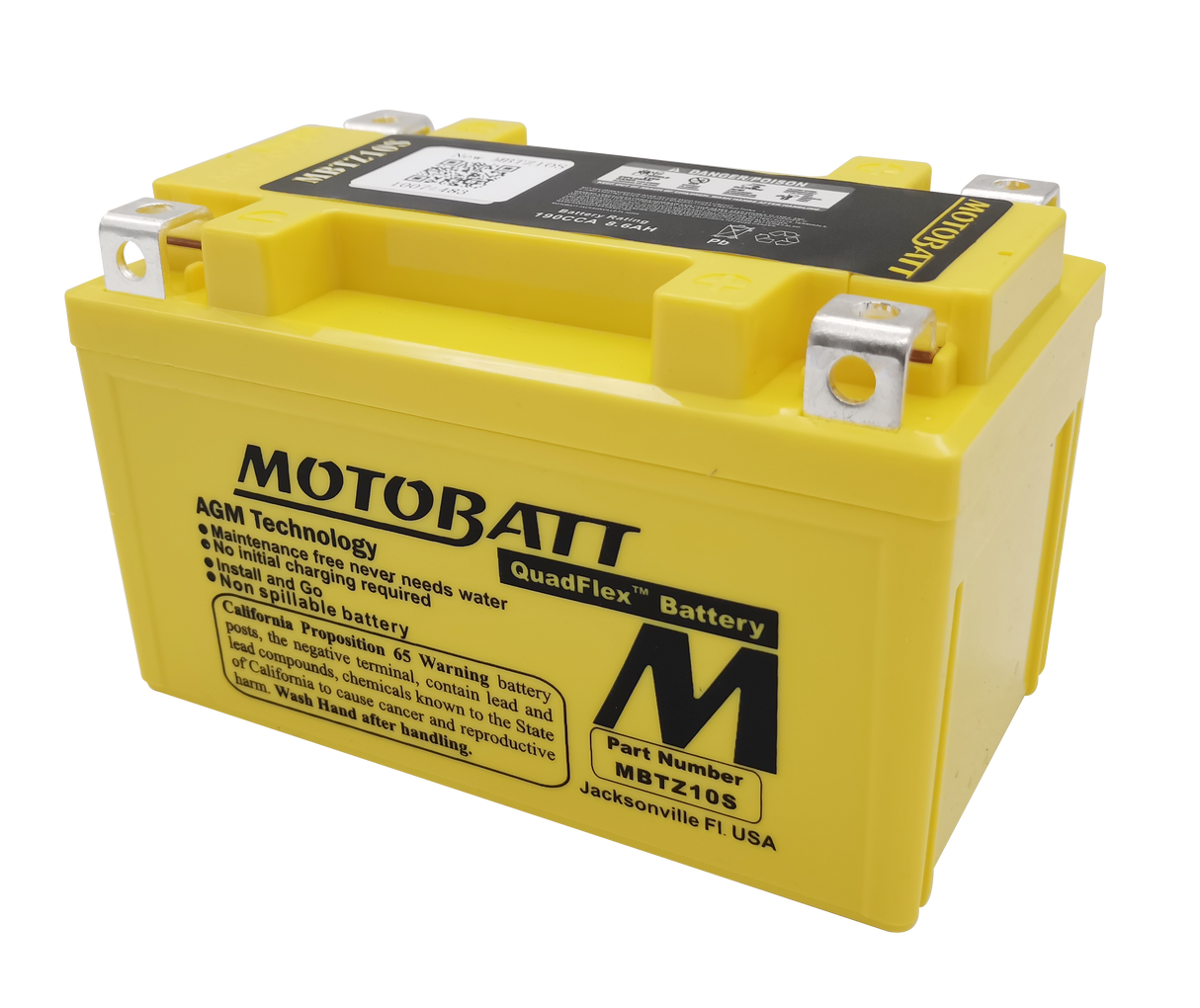 Motobatt MBTZ10S Quadflex Sealed Motorcycle Battery – Universal Fit for Cruiser, Sport, and Touring Bikes