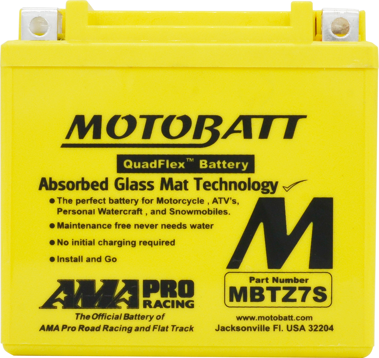 Motobatt MBTZ7S Quadflex AGM Sealed Motorcycle Battery for Honda, Yamaha, Kawasaki, Suzuki, and More