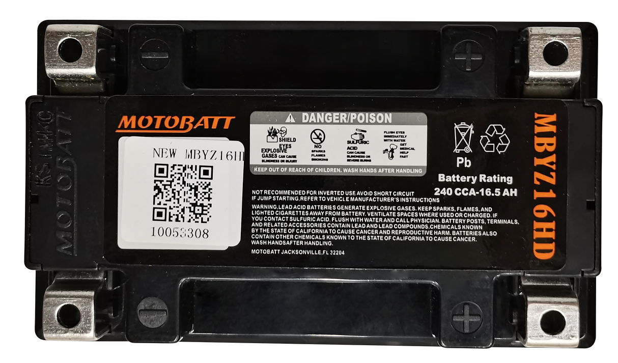 MOTOBATT Mbyz16hd Sealed AGM Battery with Quadflex Technology — Fits Harley Davidson Touring Models and More
