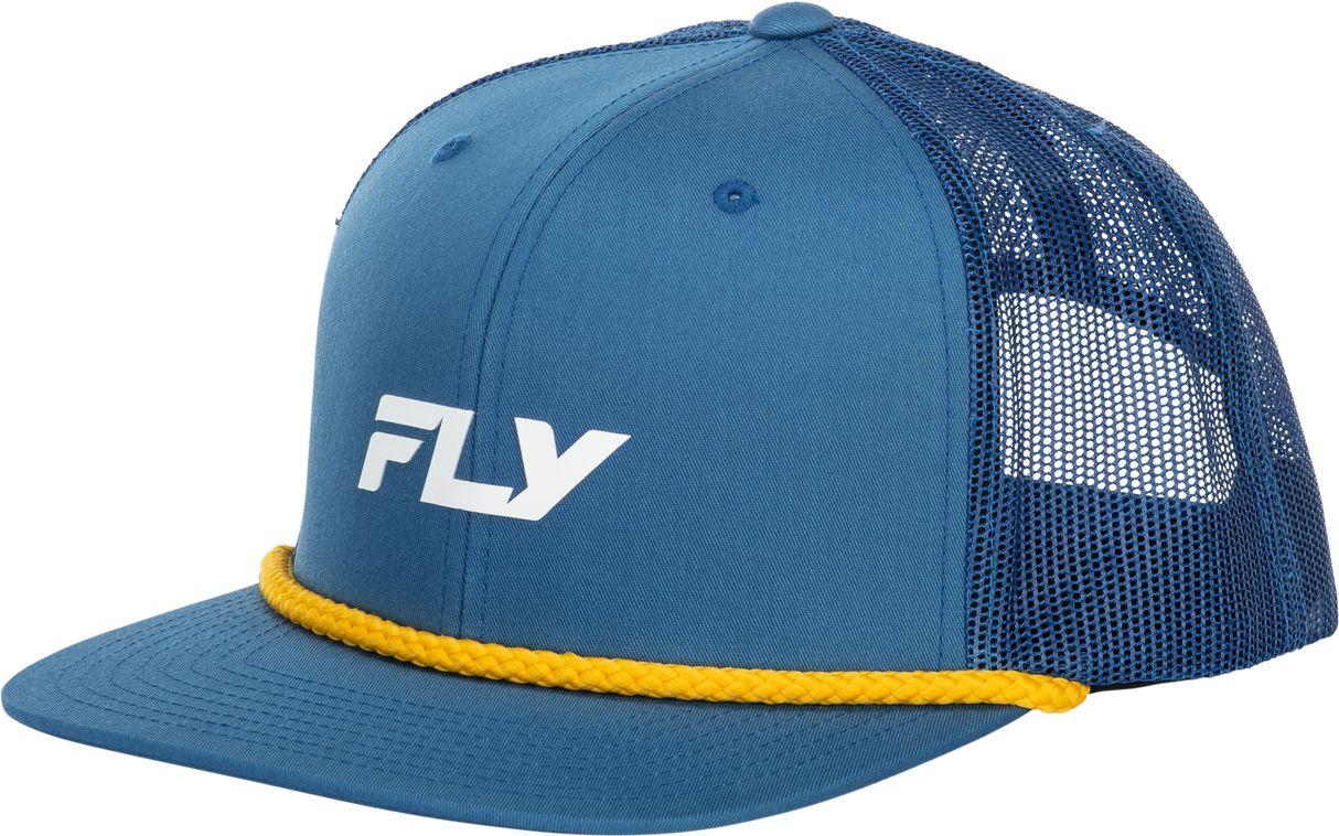 Fly Racing Fly Trucker Hat Blue/Yellow with Adjustable Snapback - One Size Fits Most