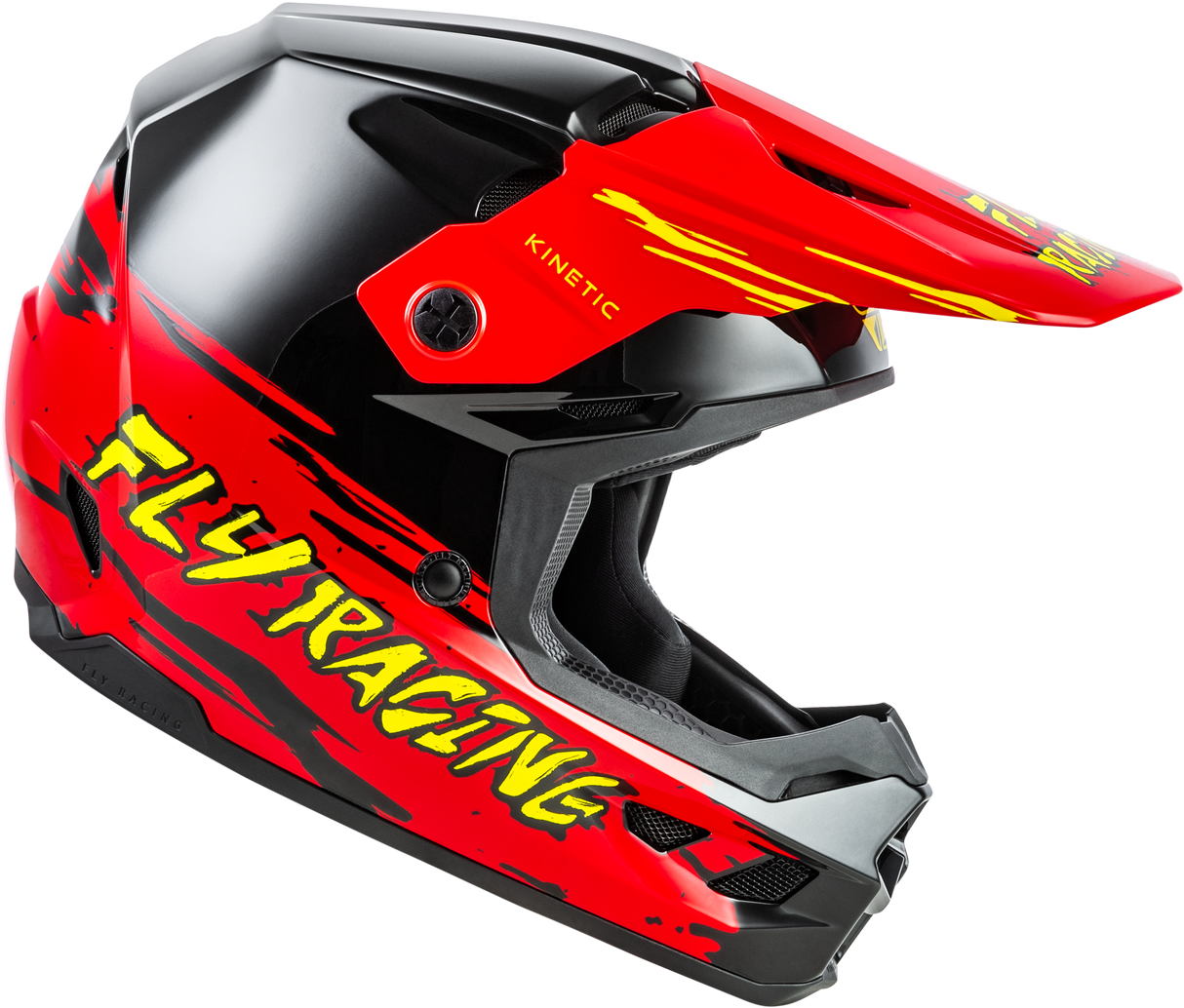 Fly Racing Youth Kinetic Surge Helmet Black/Red/Yellow – Off-Road Motorcycle Helmet for Youth Fitment