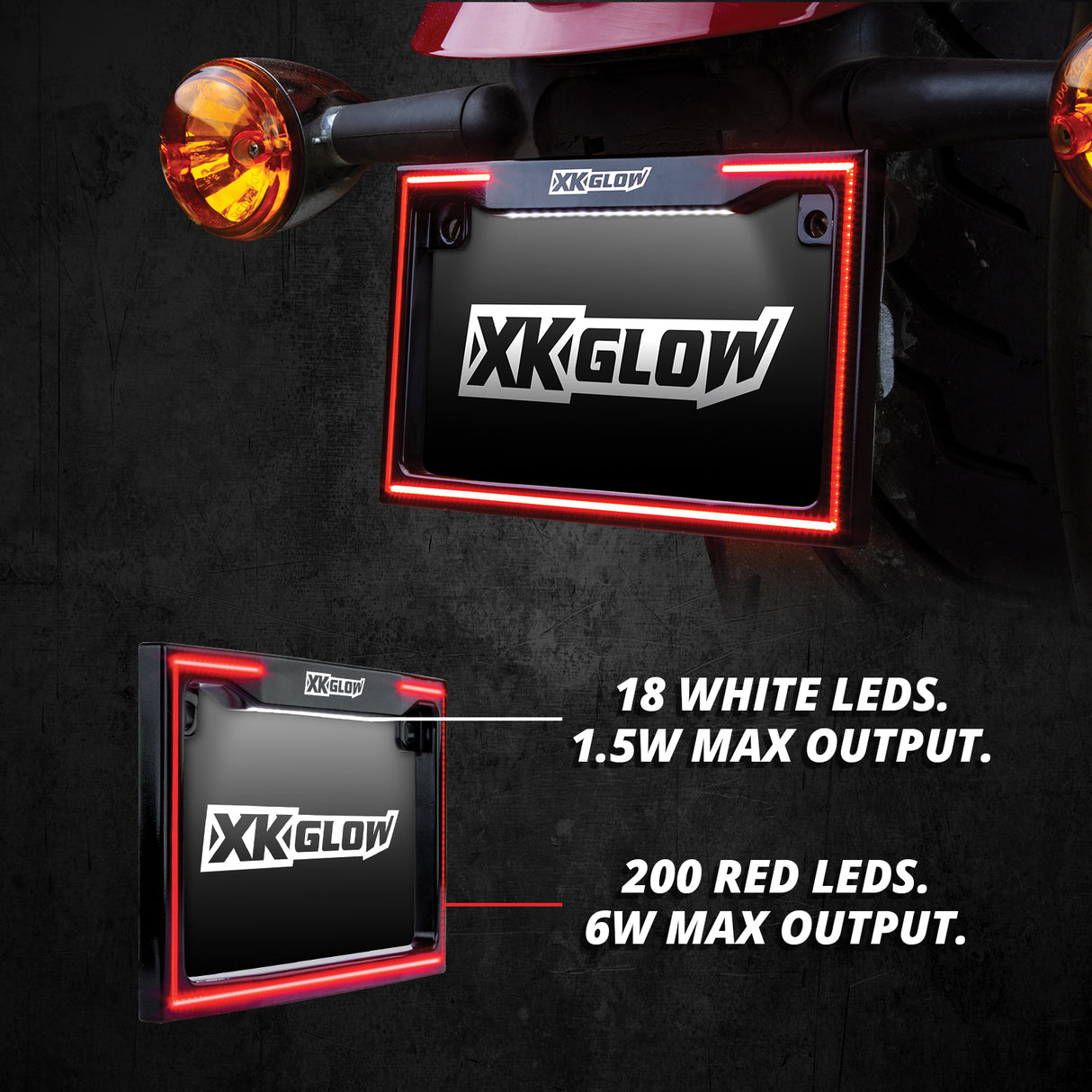XK GLOW XK034018-B License Plate Frame Light with Turn Signal - Universal Fit for Cars, Trucks, and SUVs