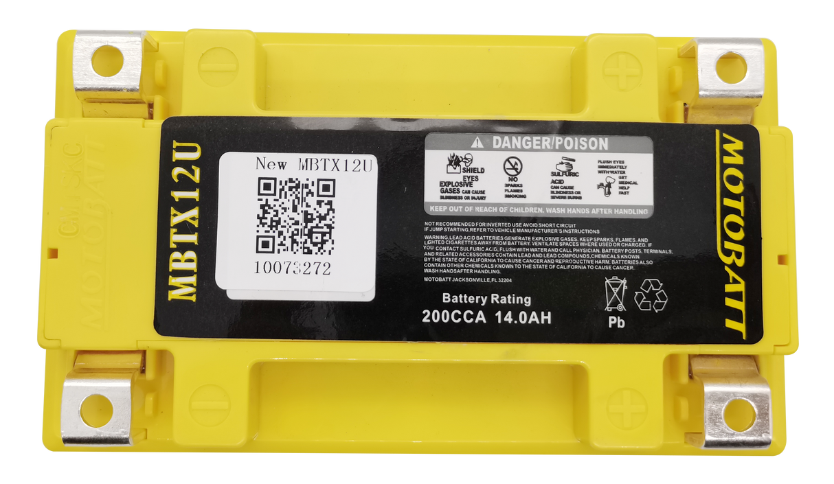 Motobatt MBTX12U Sealed AGM Battery for Motorcycle, ATV, and Powersports Vehicles