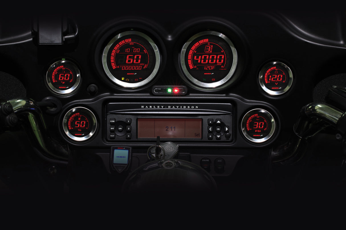 KOSO HD 02 Series Gauge Kit with Silver Bezel for Harley-Davidson FLHTC Electra Glide Classic (2004-2013)