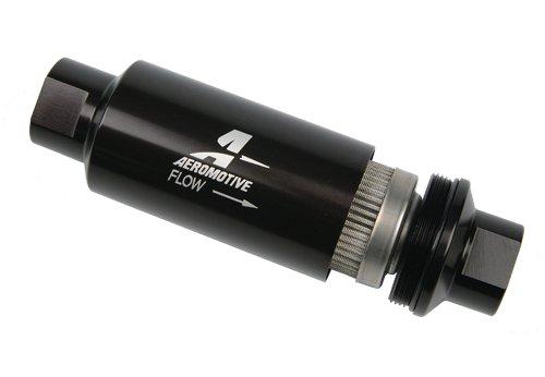 Aeromotive In-Line Fuel Filter 40-M Stainless Mesh Element ORB-10 Port (Bright-Dip Black) 2in. OD