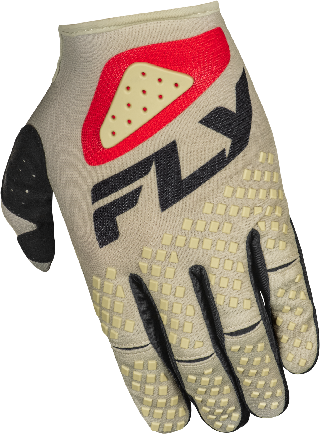 Fly Racing Kinetic Sym Gloves Light Grey/Red/Black for Motocross and Off-Road Vehicles