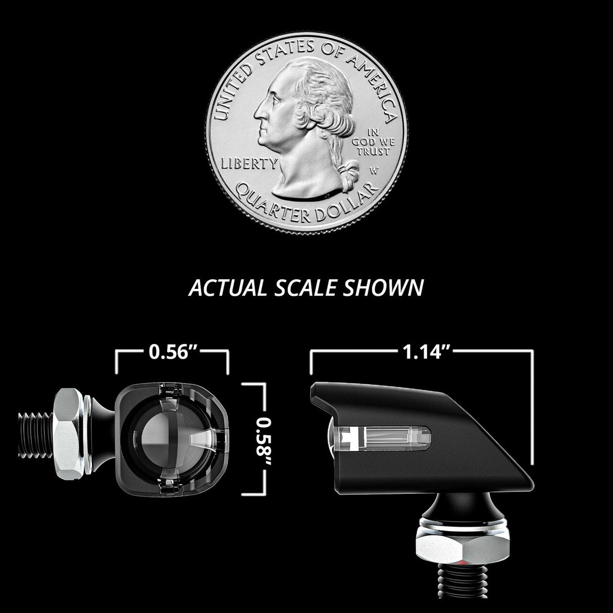 XK GLOW Mini LED Turn Signal Pair for Motorcycles – Black Amber, 12V Universal Fit