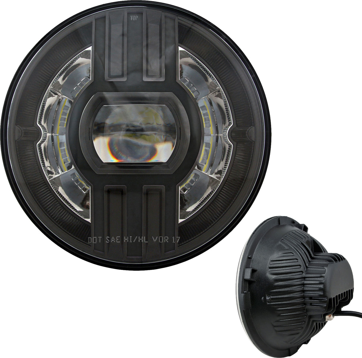 CYRON Headlight 7" Beast with Daytime Running Light for Harley, Honda, and Yamaha Motorcycles - Model ABIG7B2-BN