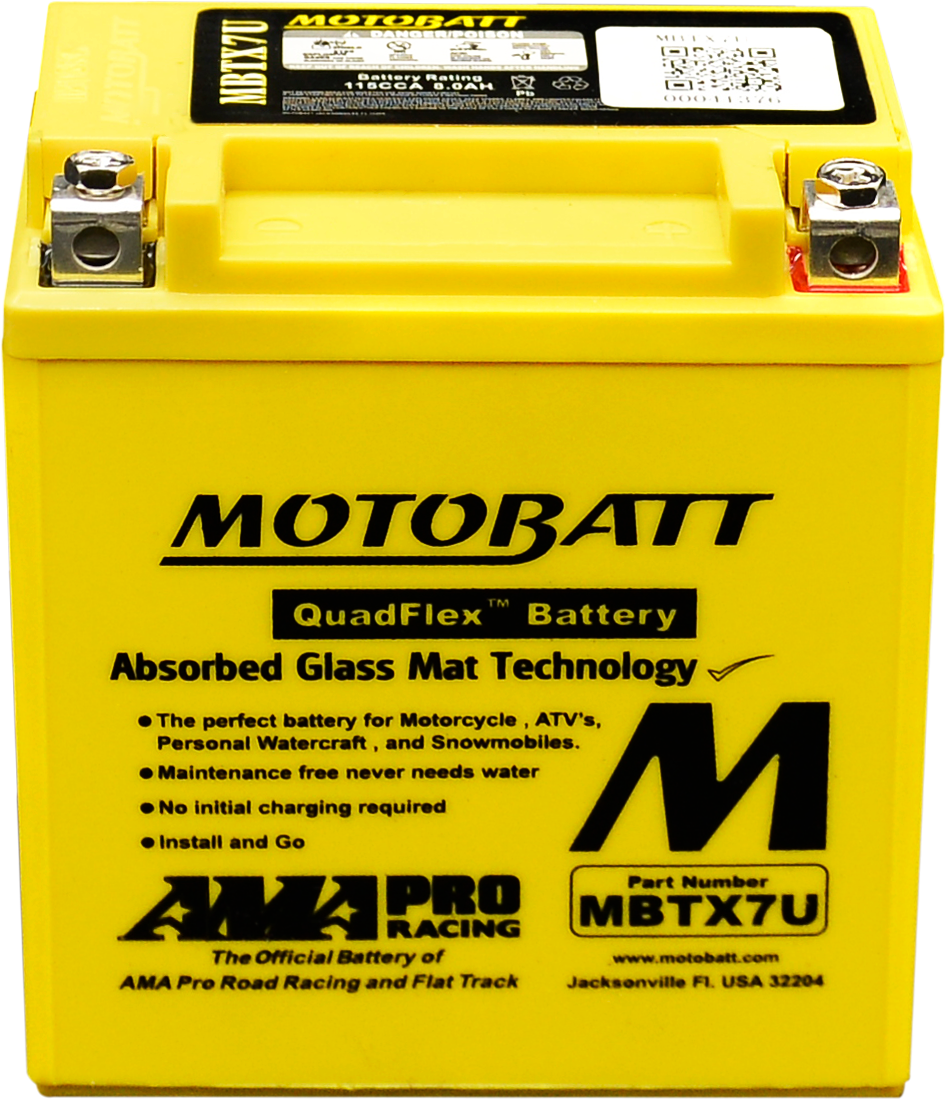 Motobatt MBTX7U Sealed AGM Battery for Motorcycle, ATV, and Powersports Vehicles