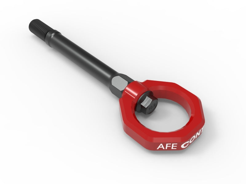 aFe CONTROL Front Tow Hook with Red Powder Coat for Chevrolet Corvette C8 (2020-2024) - Part #450-401014-R