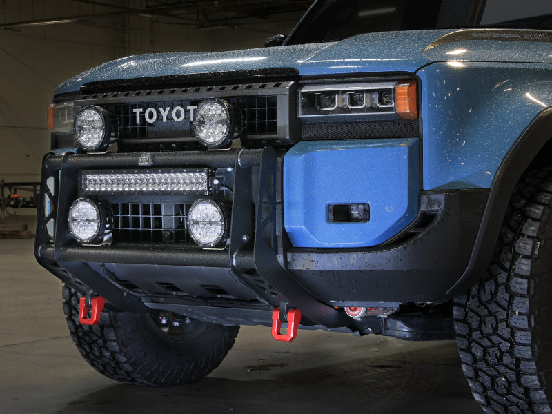 aFe Power Terra Guard Bull Bar for Toyota Land Cruiser J250 (24-26 L4-2.4L) – Heavy-Duty Steel Front Protection with Light Mounts and Recovery Shackles