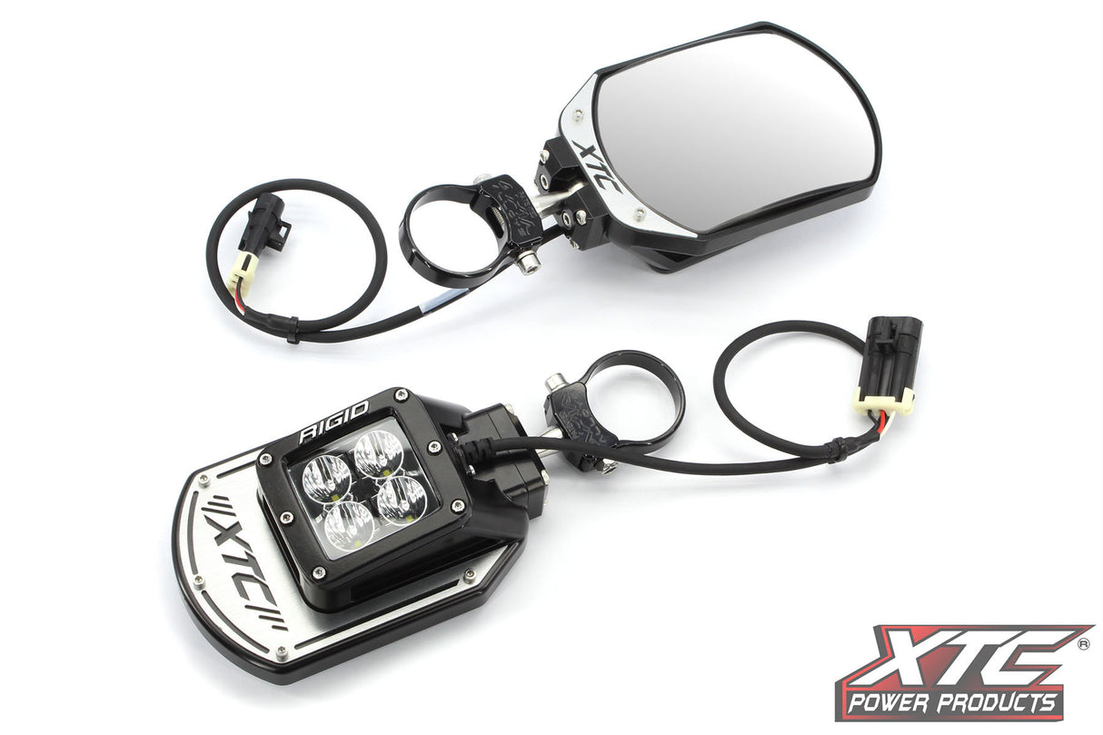 XTC Power Products SIX12 Billet Side Mirrors with Amber Backlighting for UTVs – Fits Polaris RZR, Can-Am Maverick, Yamaha YXZ, and More