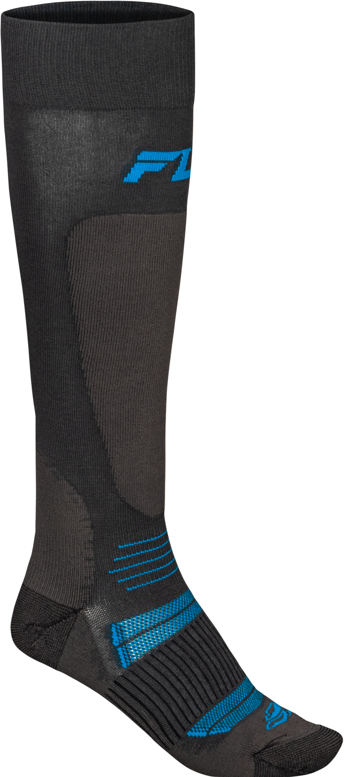 Fly Racing Snow Midweight Wool Sock Grey/Blue for ATV & Snowmobile - Small/Medium