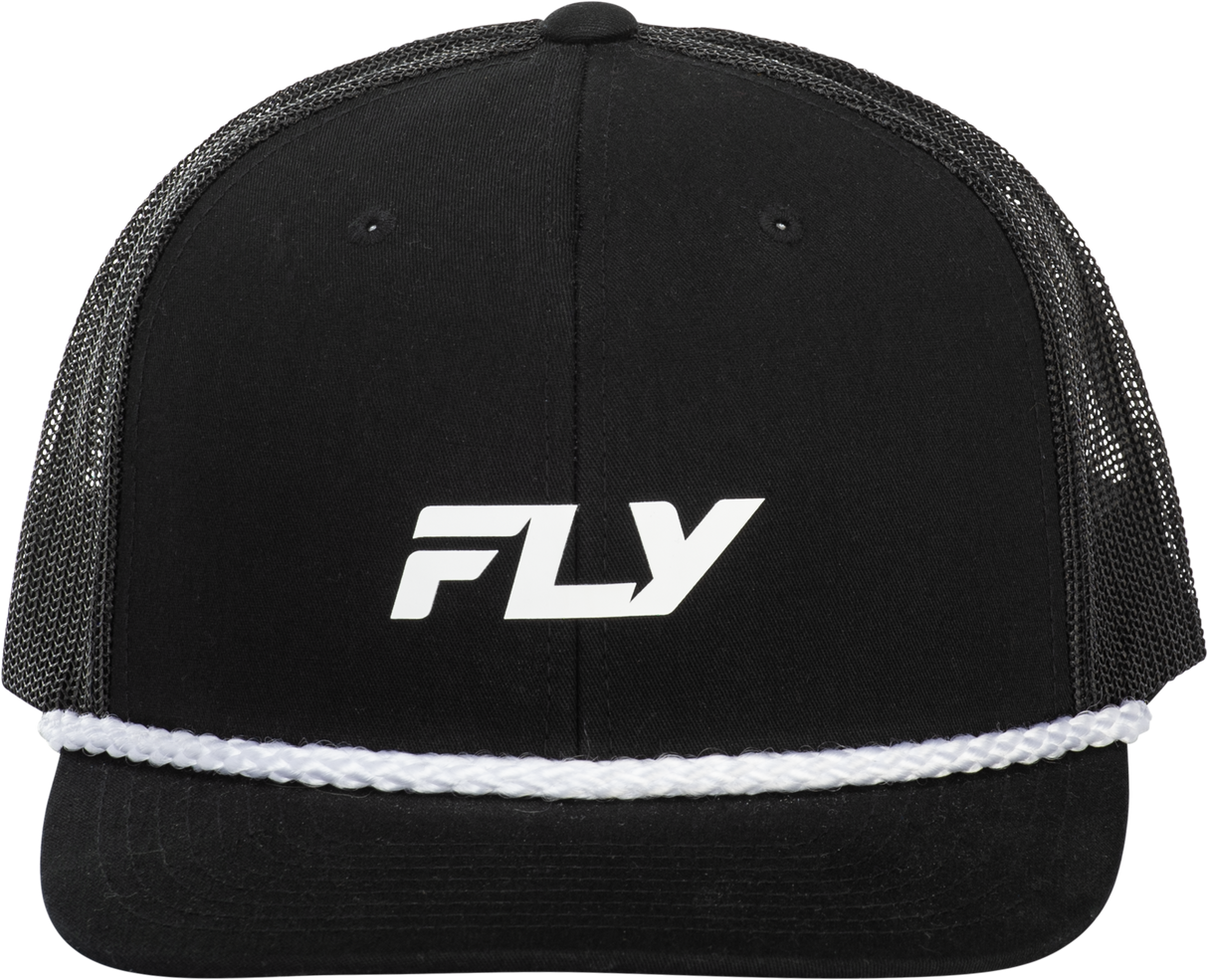 Fly Racing Black Trucker Hat - Adjustable Snapback Cap with Curved Bill for Men and Women