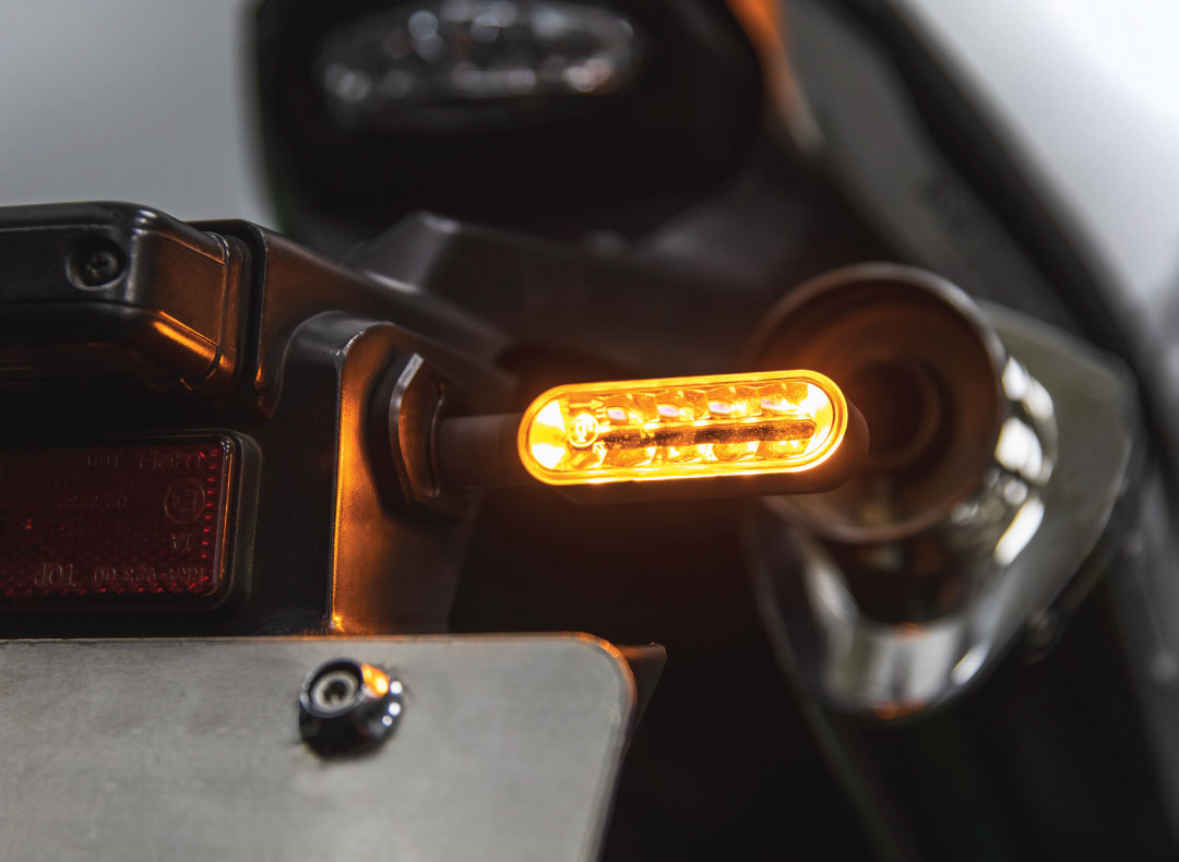 KOSO Cyclone LED Turn Signals Sequential Black Pair for Motorcycles and ATVs