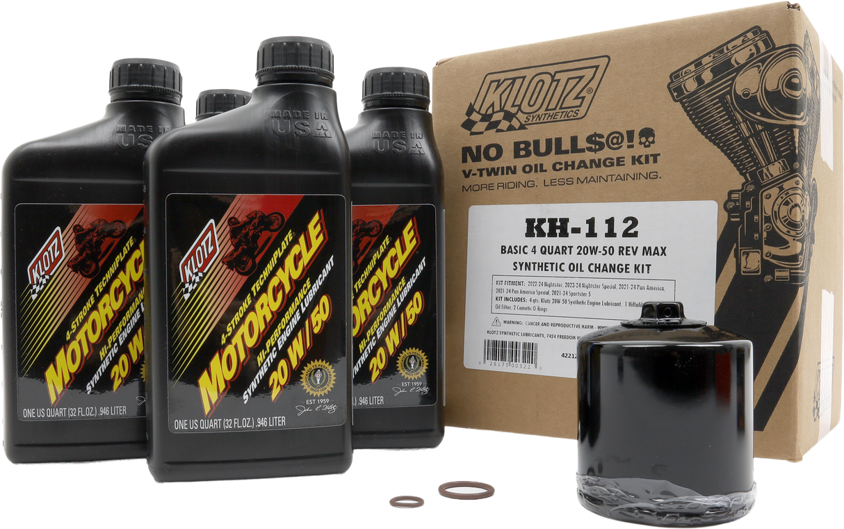 KLOTZ KH-112 Basic HD Rev Max 4 Quart Synthetic Oil Change Kit for Heavy Duty Vehicles